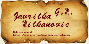 Gavrilka Milkanović vizit kartica